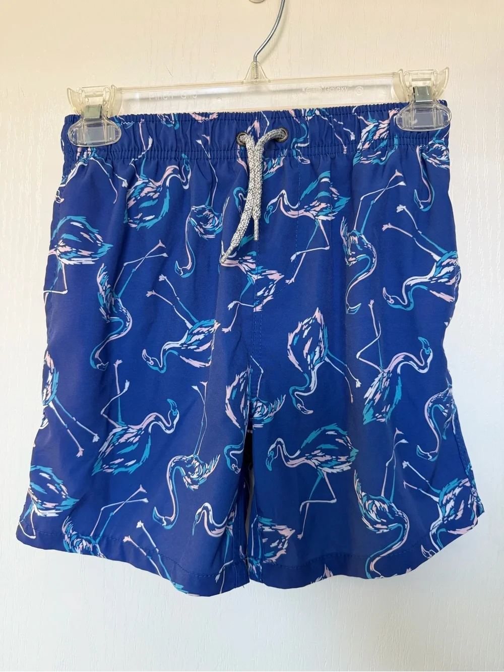 Boys’ Navy Flamingo Print Swim Shorts
